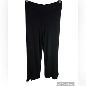 ZARA KNIT S RUFFLE LEGS BLACK PANT STRETCH PULL ON